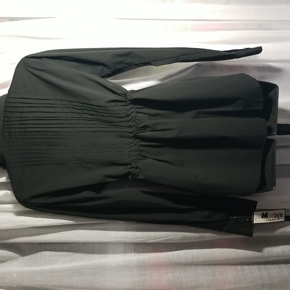 NWT - Sz L "Lady Dutch" Black Pleated Tie front top - Picture 2 of 8